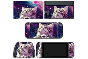 AoHanan Cat Looking Sky Switch Skin Full Set Sticker Wrap Vinyl Decal Compatible with Game Switch Standard