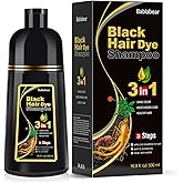 Bablabear Black Hair Dye Shampoo for Gray Hair, Semi-Permanent Hair Color Shampoo for Women and Men, Herbal Ingredients, 3 in 1 100% Grey Coverage.Lasts 30 Days/500ml/Natural herbal Ingredients