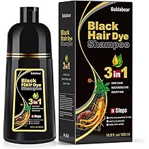 Bablabear Black Hair Dye Shampoo for Gray Hair, Semi-Permanent Hair Color Shampoo for Women and Men, Herbal Ingredients, 3 in