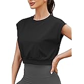 Mippo Crop Top Workout Tops for Women Loose Fit Cap Sleeve Athletic Gym Yoga Tank Tops