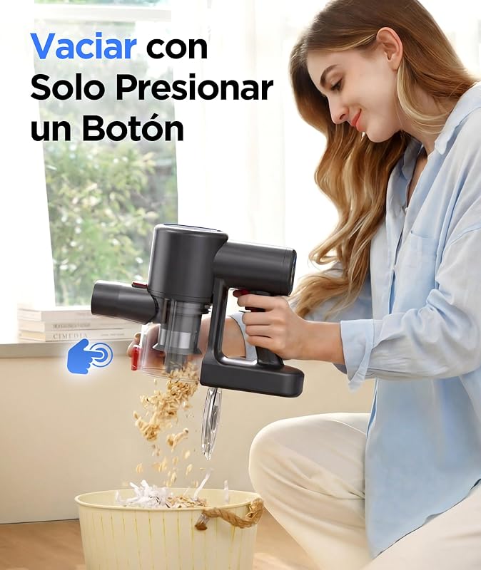 Aspirador sem fios 40KPA/500W/45MIN, aspirador sem fios com ecrã LED, luz verde, design autoportante, tubo telescópico e filtro HEPA, para pelos de animais de estimação, chão e carpete (azul)