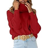 MURMUREY Womens Turtleneck Drop Shoulder Sweaters Chunky Knit Long Sleeve Oversized Sweater Fall Winter Pullover Jumper Tops