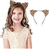 Berjena Leopard Cat Ears Headband, Cheetah Ears, Animal Ears Handband for Halloween Costume Cosplay or Party Decoration, Cougar Ears for Women Female