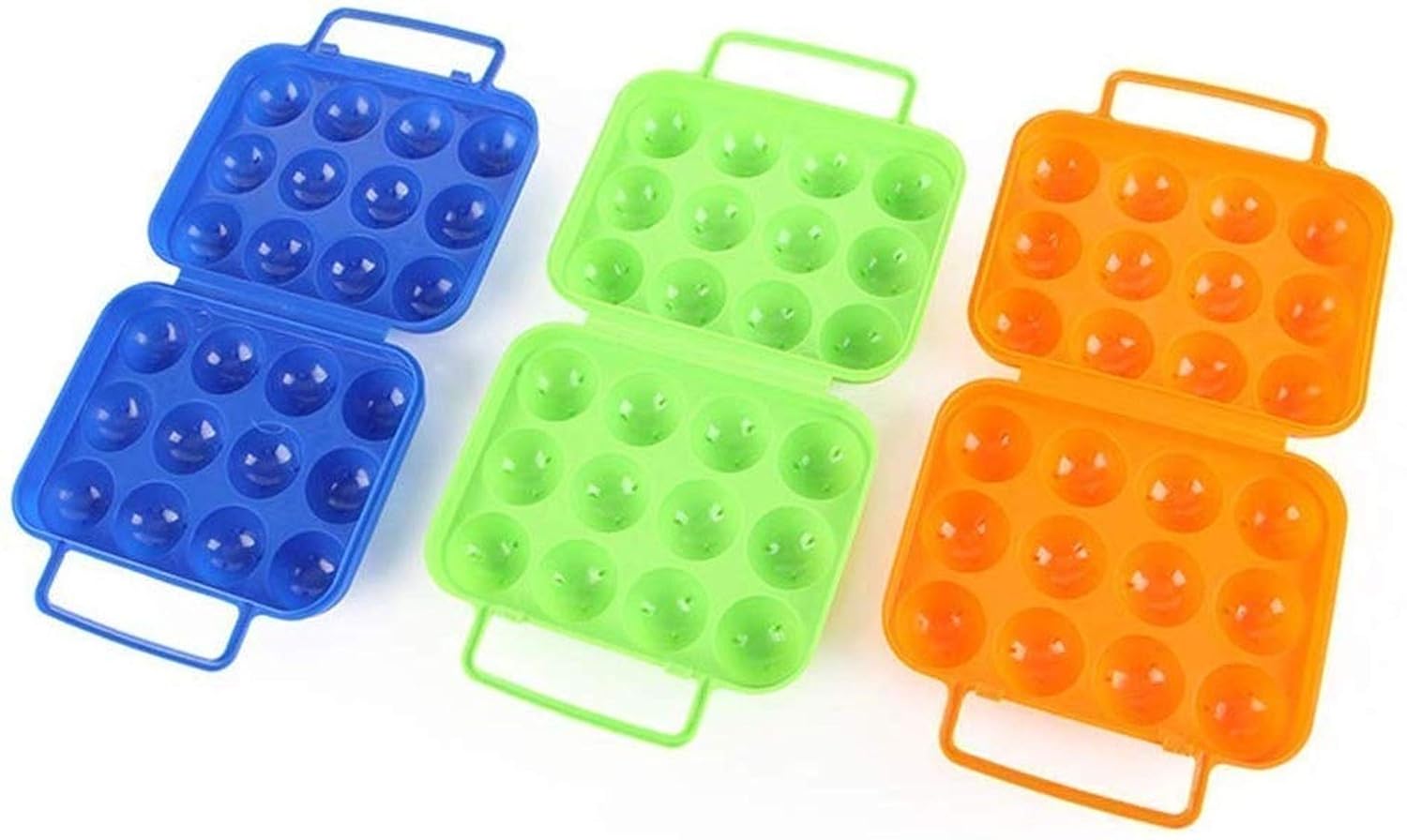 azul Soporte para huevos con asa plegable portátil 12 contenedores para