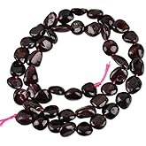 HAAMIIQII Natural Red Garnet Pebble Stone 5-8mm Small Irregular Freeform Tumbled Loose Gemstone Beads for Jewelry Making Strand 15 Inch (45-50pcs)