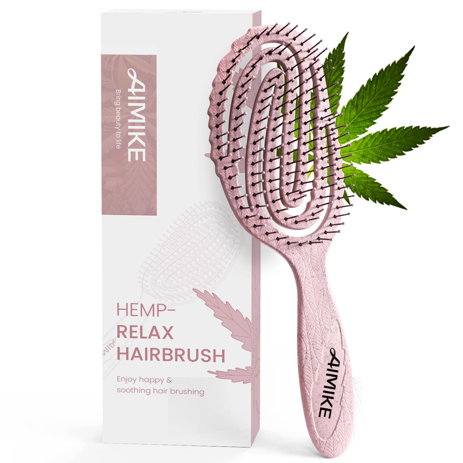 AIMIKE Detangle Hair Brush, Bio-Friendly Detangler Hair Brush for Thick Hair, Curved Vented Hairbrush w/Soft Bristles, Glide Through Tangles with Ease for Women, Men & Kids, Wet Hairbrush Detangler