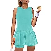 Panadila Womens Bubble Tennis Dress with Shorts Workout Athletic Dress Golf Outfits Backless Casual Activewear with Pockets