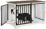 Hzuaneri Dog Crate Furniture 100 cm Double Door Barn Door White Brown DFC02314B