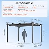 VEVOR 10'x13' Outdoor Retractable Pergola with Canopy, Gray view 7