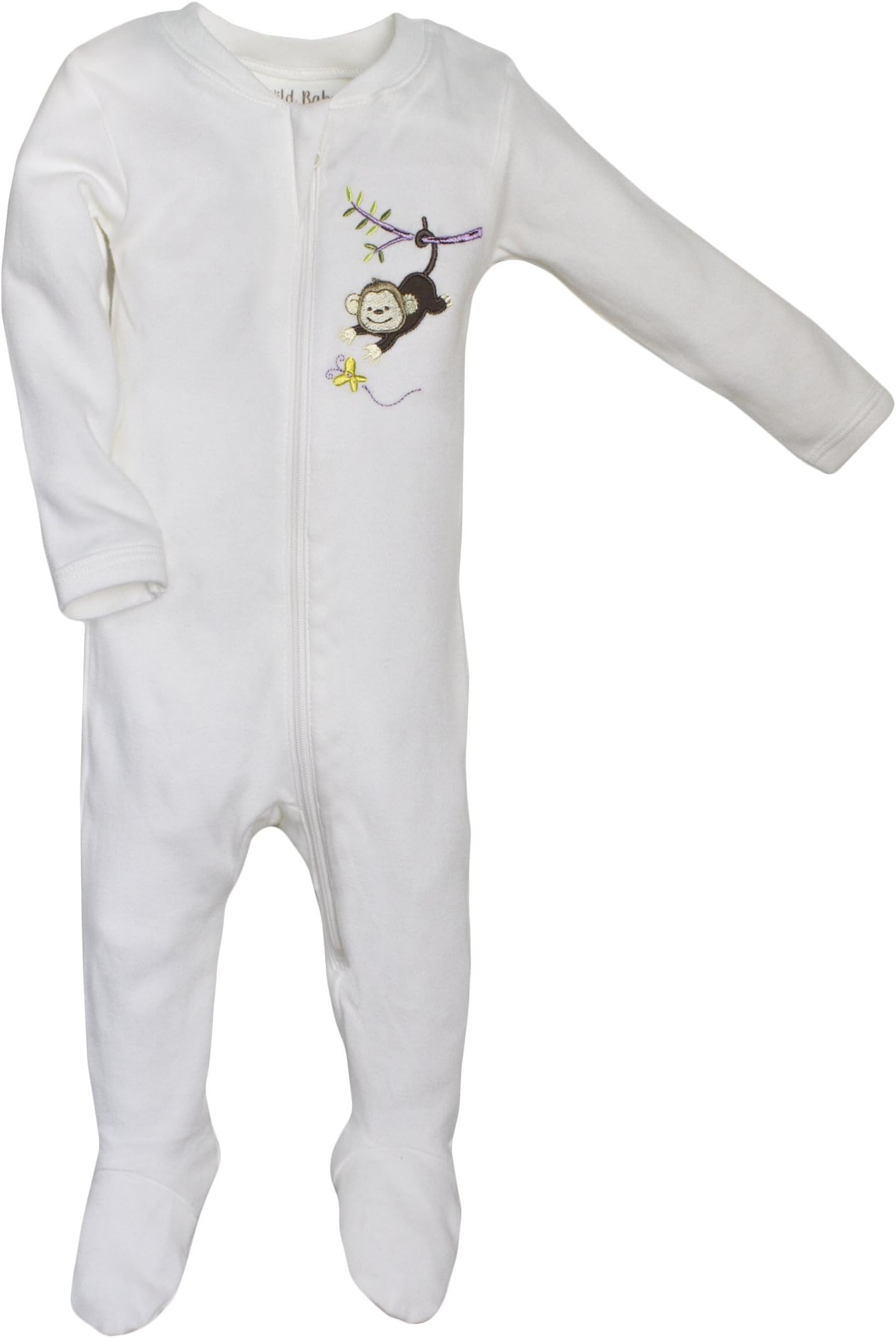 WILD BABY Organic Cotton Zippered Baby Footie with Gift Box - Monkey