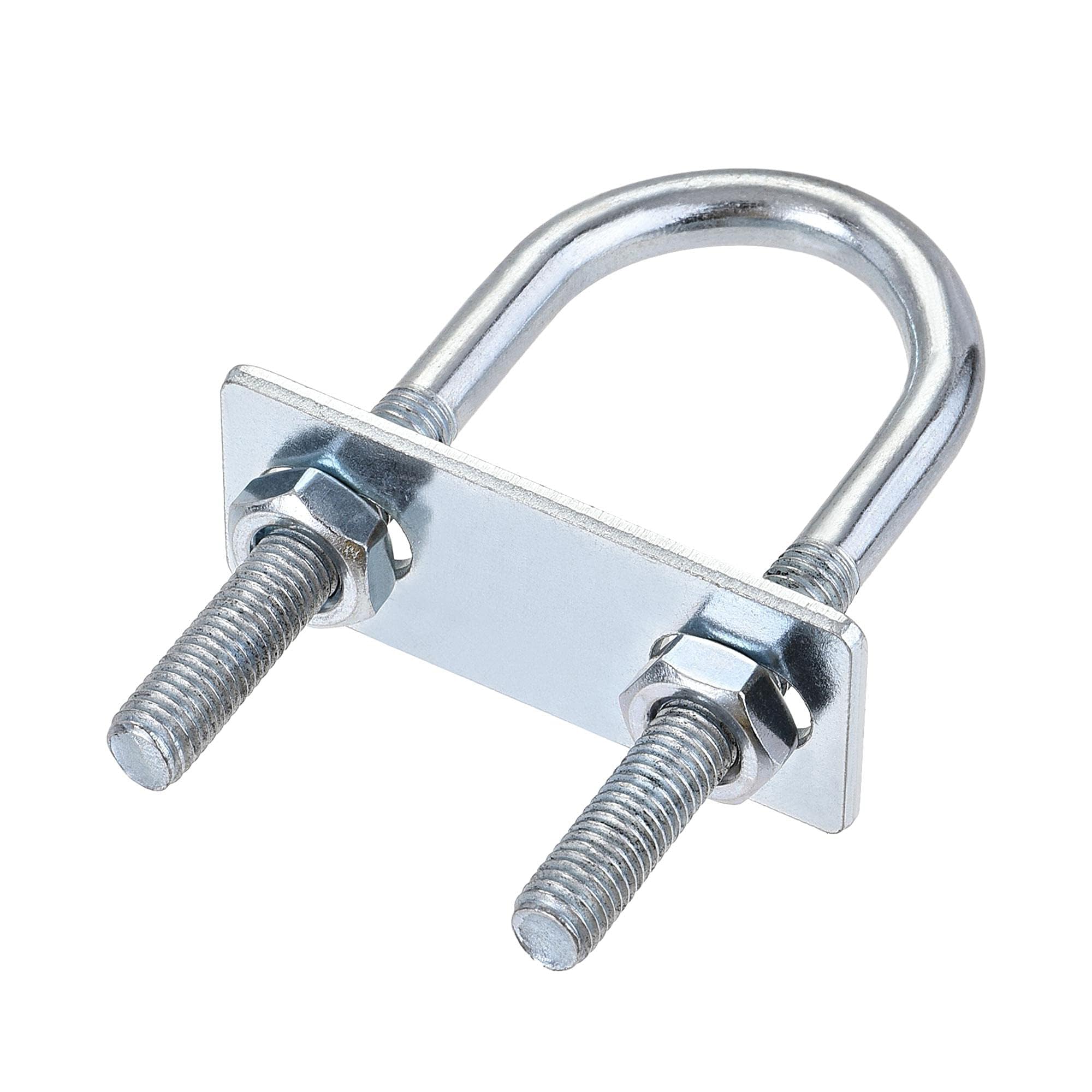 MACHSWON Round U-Bolt,1 Set Zinc Plated Alloy Steel M8 U Bolts 31mm(1.22") Inner Width 90mm Length with Nuts and Frame Plate for Automobiles Boat Trailer