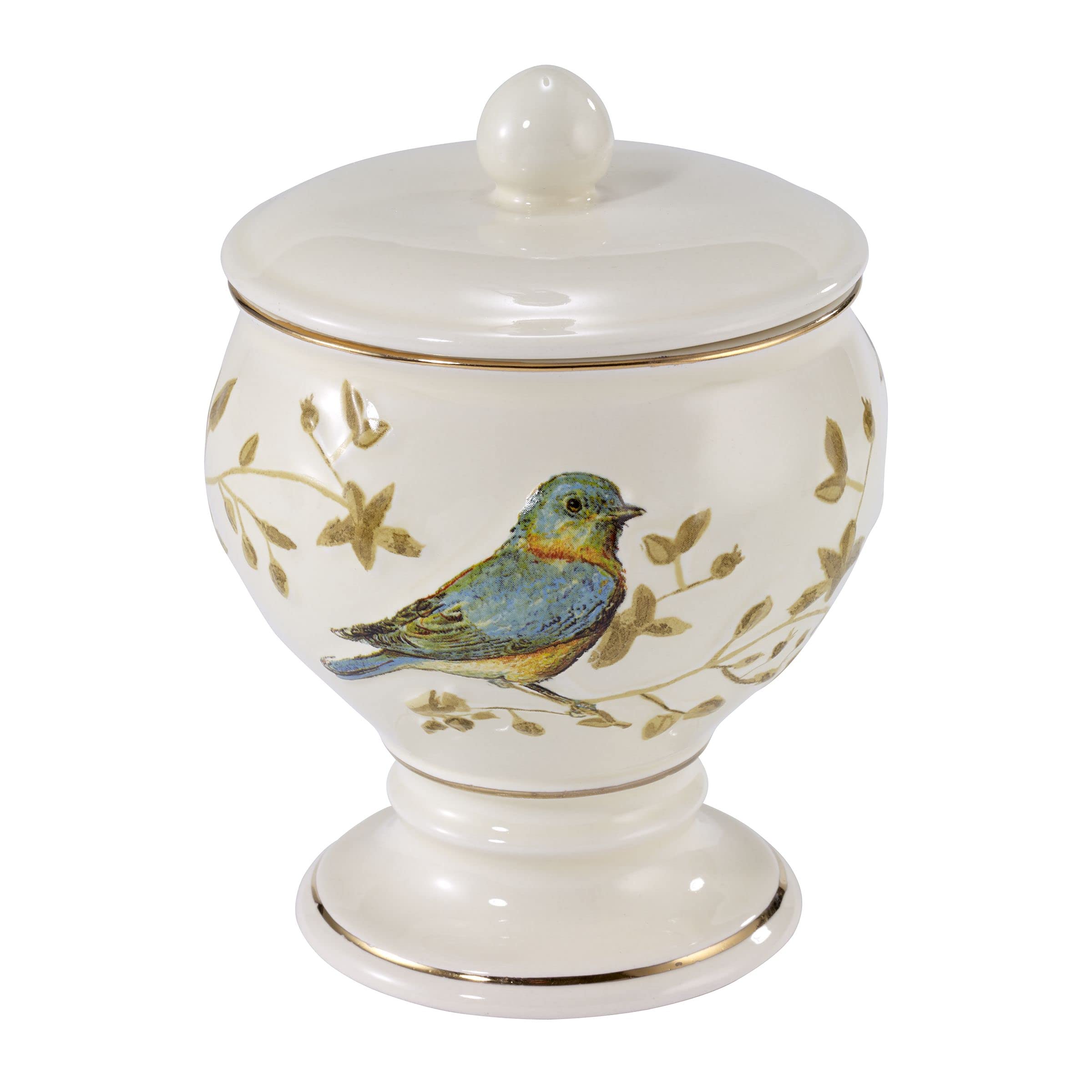 Avanti Linens - Covered Jar, Countertop Organizer, Nature Inspired Home Decor (Gilded Birds Collection) Image
