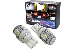 iJDMTOY (10) Xenon White 10-SMD 360-Degree Shine 168 194 2825 W5W LED Replacement Bulbs Compatible With License Plate Lights,