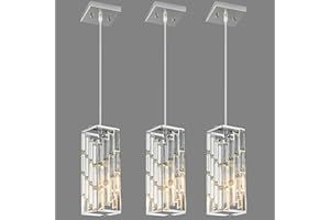 FDPBY Chrome Pendant Lighting Modern Pendant Light, Mini Crystal Chandeliers,Adjustable Pendant Light Fixture for Kitchen Island Dinning Room Bedroom (3 Pack)