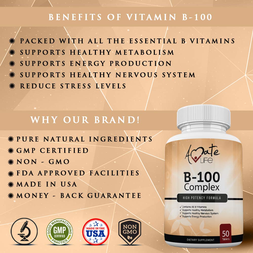 Vitamin B Complex High Potency Vitamin B12, B1, B2, B3, B5, B6, B7