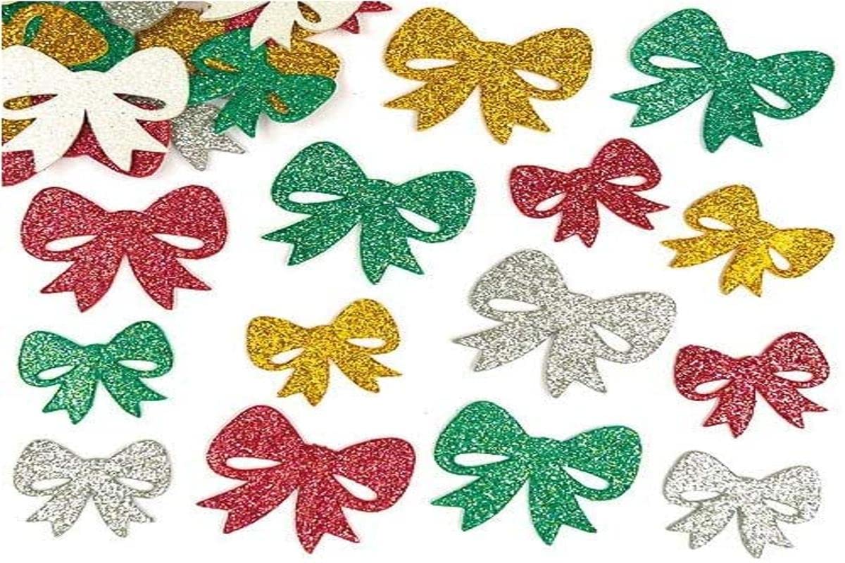 Baker Ross Glitter Bow Stickers (Pack of 100), Children to Design and Decorate With, Ideal for Schools, Home Crafting, Craft Groups, Scrapbooking, Card Crafting and Collages