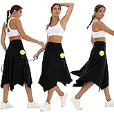 COPYTREE Knee Length Skorts Skirts for Women with Pockets High Waisted Athletic Skorts Womens Modest Midi Skirts Size