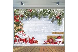 CYLYH 7x5FT Christmas Backdrop for Photography Winter Christmas Rustic Wood Photography Backdrop Xmas Tree Snow Gifts Decor Background Banner for Family Holiday Party Supplies D597