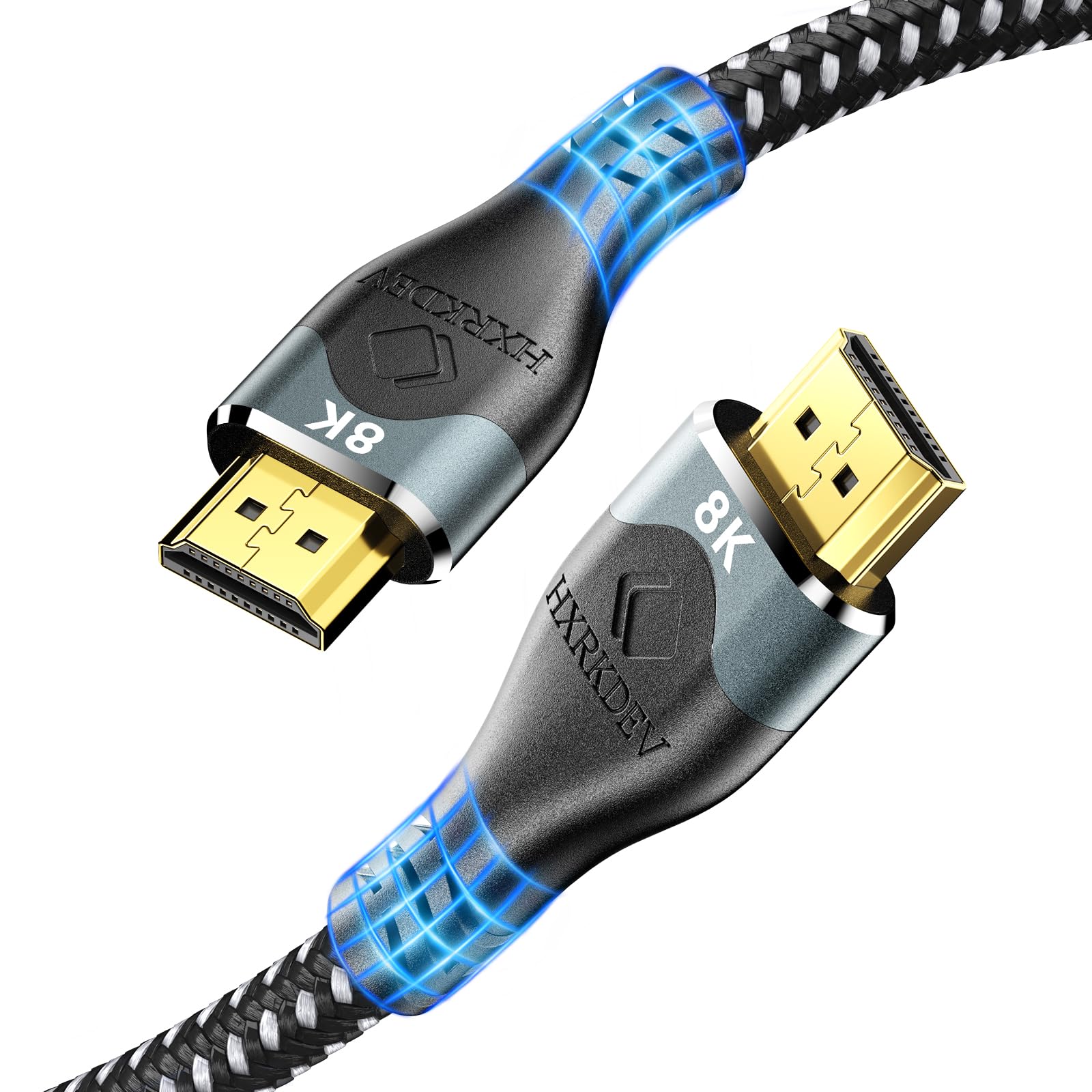 Photo 1 of HXRKDEV 8K HDMI Cable 6.6 ft, Ultra High Speed HDMI 2.1 Cord Braided (48Gbps), 8K@60Hz, 4K@120Hz, HDCP 2.2&2.3, 24K Gold Plated Connectors Compatible with HD TV Monitor Laptop Xbox PS4/PS5 ect