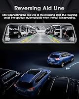Jansite 10 Inch Mirror Dash Cam Front Rear 1080P Night Vision Type-C Parking view 3