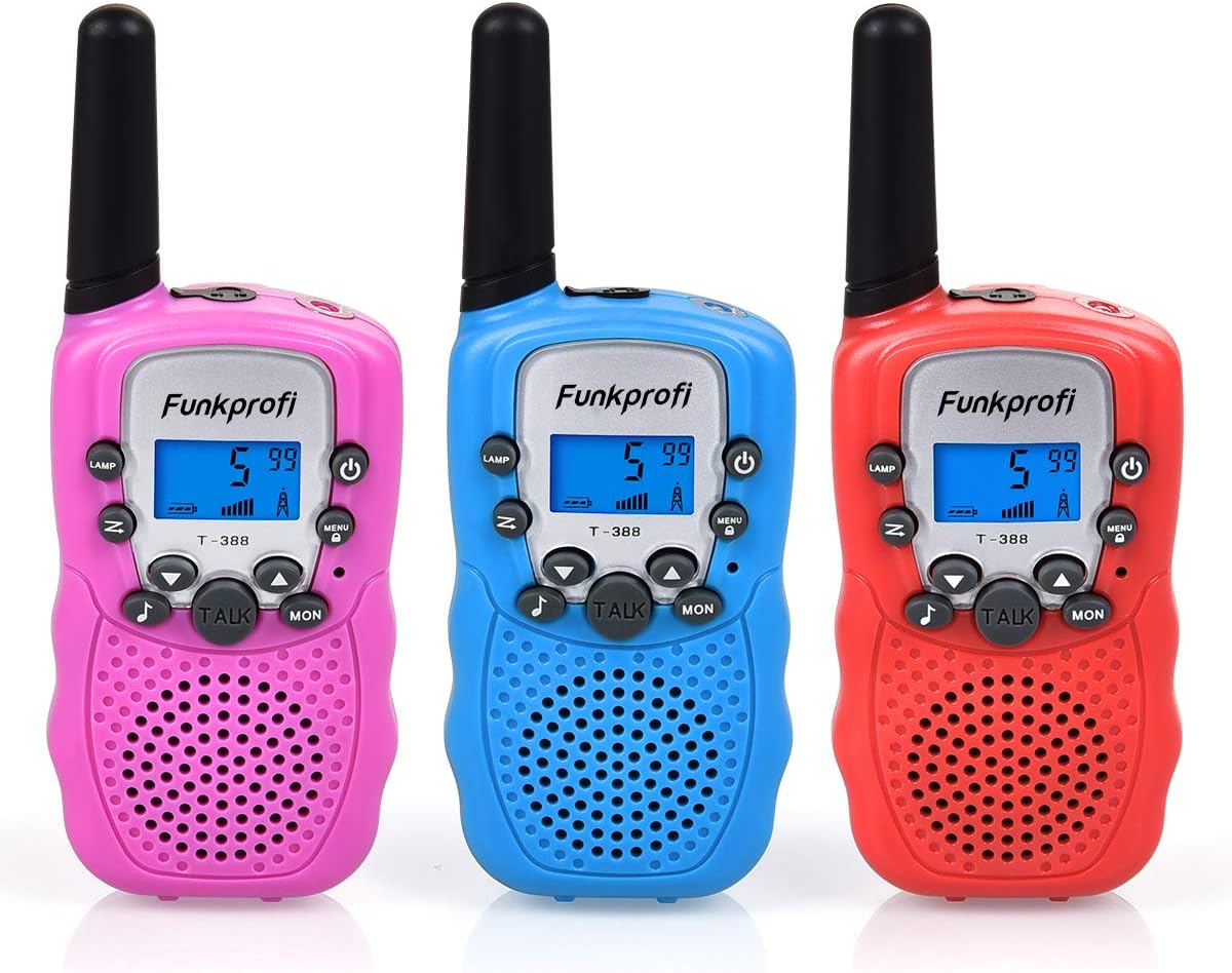 Funkprofi 3 Pack Walkie Talkies for Kids 22 Channel Uhf FRS/GMRS 2 Way Radio, Toy Gifts for Boys and Girls Birthday, Outdoor Adventure, Camping, Hiking