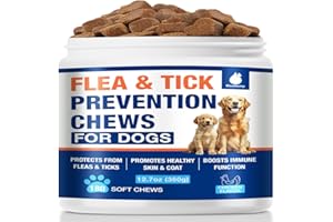 MAXHEMP Flea and Tick Prevention for Dogs Chewables, Natural Dog Flea and Tick Treatment, Oral Flea Pills for Dogs Puppy, Skin & Coat Support Supplement - 180 Soft Treat (Chicken Flavor)