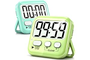 Antonki 2 Pack Digital Timer for Kids Classroom Kitchen Timers for Cooking | w/ Battery, Easy to View, Alarm, Mute Mode, Count Down/Up, Magnetic, Kickstand, Hanging, Classroom Timer for Teacher Supplies