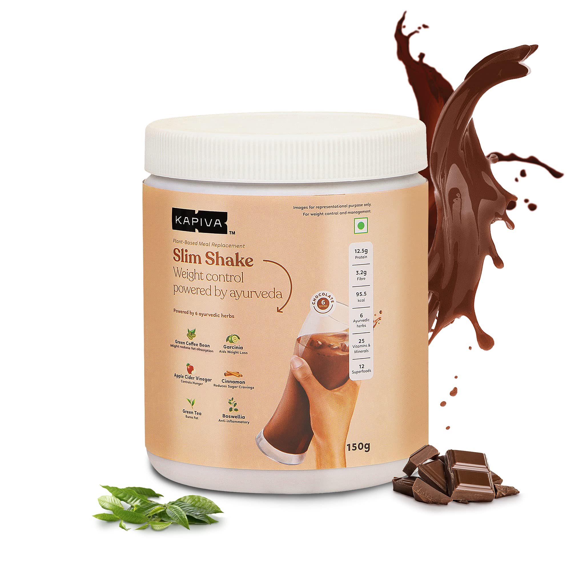 Buy Kapiva Chocolate Slim Shake Meal Replacement Drink Powered With 6