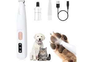 Iaolose Paw Trimmer, Upgrade Multifunctional Pet Hair Clippers Waterproof Rechargeable Pet Shaver with LED Light, Pet Paw Trimmer for Paws Eyes Ears Face Rump (1PC), White