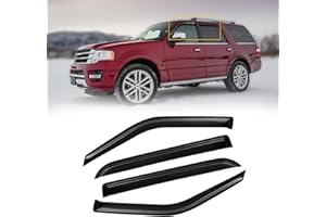 CMVT Auto Window Visors for 1997-2017 Ford Expedition, Rain Guards Shield Vent Shade Deflector Dark Smoke for 2007-2017 Expedition XL, 1998-2017 Lincoln Navigator, Tape-On, 4PCS