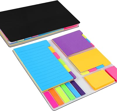 Thboxes 400 Pcs Sticky Notes Set Multicolor with PU Leather Cover