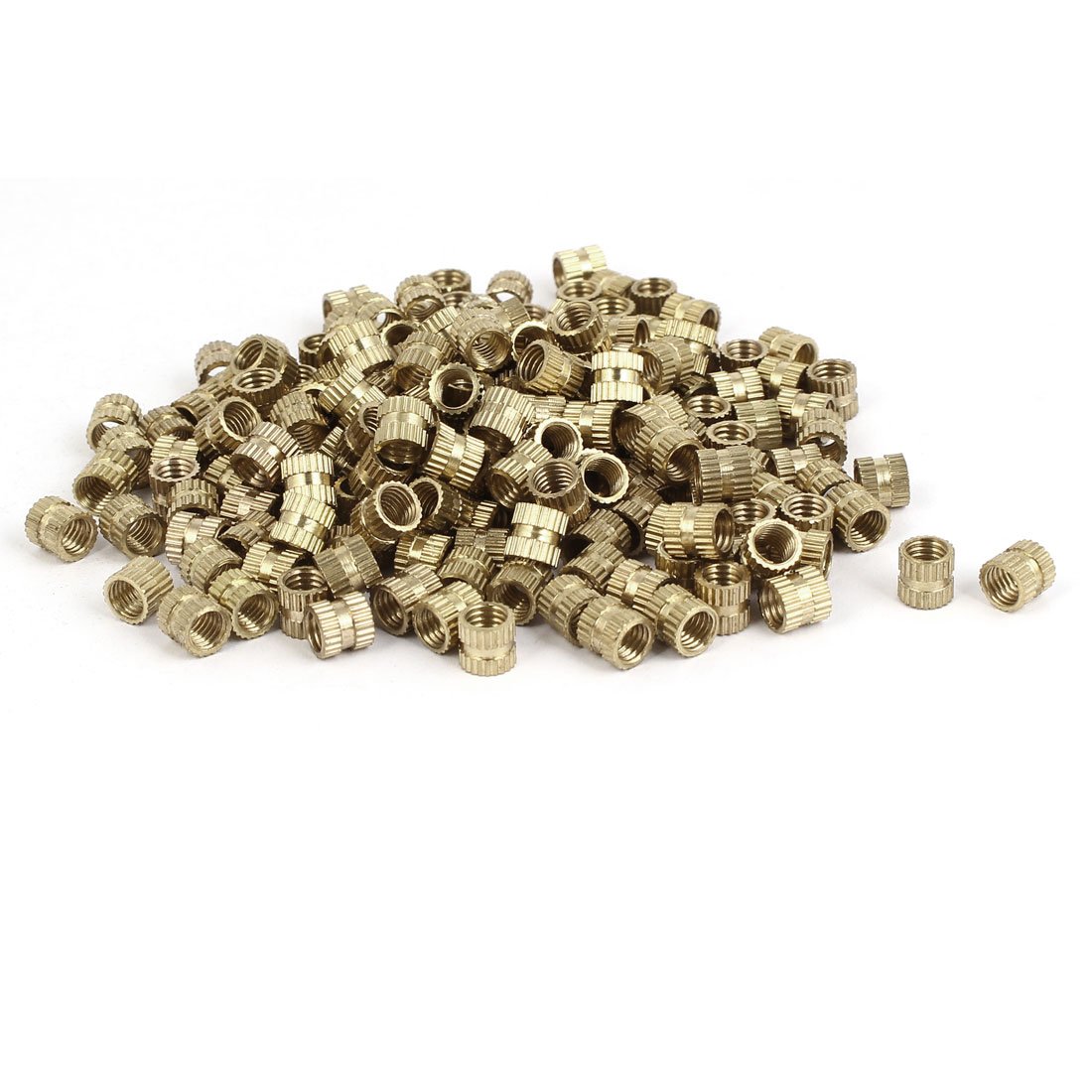 sourcingmap Knurled Insert Nuts - 100Pcs M5 x 0.8mm Female Thread Brass Threaded Insert Embedment Nuts for 3D Printer