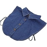 Angoily Fake Denim Detachable Collar Shirt, Dickey Half Blouse False Collar Round Top for Lady Women Girls Unisex Shirt for Everyday Wear and Special Occasions