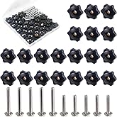 ZHSLDQ 1/4"-20 T Track Knob Kit,Hex Thread Knob Nuts,T Bolts for T Track | T-Track Accessory for Woodworking Fixtures Fixing to T-Tracks,40Pcs