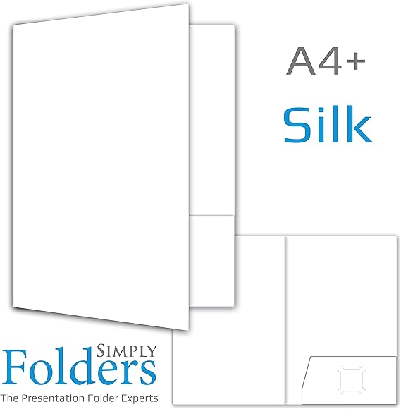 A4 Presentation Folders, Blank, White, 350GSM Silk Card (10) Amazon.co