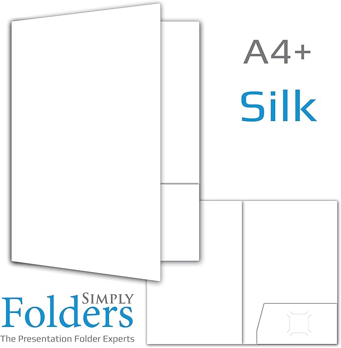 A4 Presentation Folders, Blank, White, 350GSM Silk Card (10) Amazon.co
