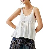 InterNos Women's Summer Flowy Tank Tops Sleeveless Strap Ruffle Shirts Babydoll Tunic Tank Peplum Tops