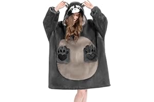 OLAOLA Wearable Blanket Hoodie for Adults - Oversized Animal Hooded Blanket - Soft Warm Cozy Sherpa Fleece Sweatshirt