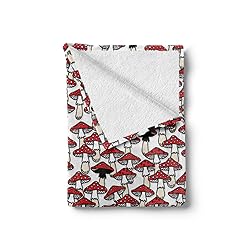 Ambesonne Mushroom Throw Blanket, Toadstool