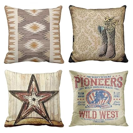 Amazon Com Emvency Set Of 4 Throw Pillow Covers Western Country