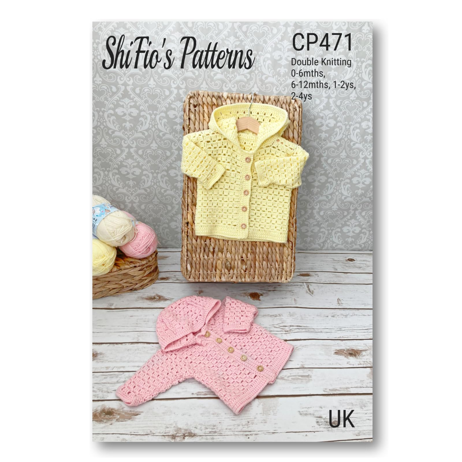 Crochet Pattern for Baby Jacket, Crochet Baby Pattern, Double Knitting, 4 Sizes, 0 Months to 4 Years, UK Terminology, Booklet, Craft, Instructions CP471