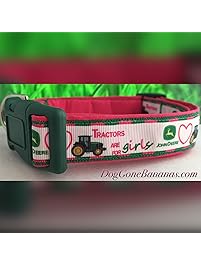 John Deere 'Tractors are for Girls' Dog Collar with Leash Option