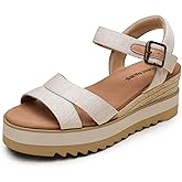 DREAM PAIRS Wedge Sandals for Women Espadrille Platform Sandals Open Toe Ankle Strap Low Wedges Heel Comfortable Sandals for Summer
