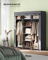 SONGMICS Canvas Wardrobe Grey 175x150x45 cm Clothes Storage Organiser view 2