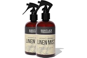 DRMTLGY Natural Lavender Linen Mist and Room Spray. Pure Lavender Essential Oil and Chamomile Pillow Spray, and Fabric Aromatherapy Spray, 8oz, 2 pack