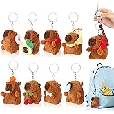Liliaafar 8 Pcs Capybara Plush Keychain Cute Capybara Stuffed Animal Capibaras Peluches Pendants for Backpacks Kids Valentines Birthday Party Favors Stocking Stuffers Gift