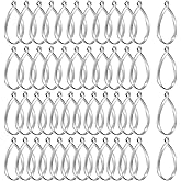 M METERXITY 100-Pack Open Bezels for Resin, Teardrop Shape Open Back Bezel Pendants for Resin Jewelry Making/DIY Earrings Necklace, Alloy Hollow Frame Pendants [Silver Tone]
