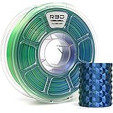 R3D Tri Color Silk PLA Filament, Co-Extrusion 3D Printer Filament 1.75mm, 30-370 mm/s High Speed PLA, Dimensional Accuracy +/- 0.02 mm, 1KG Plastic Spool (Silk Blue-Green-Gold)