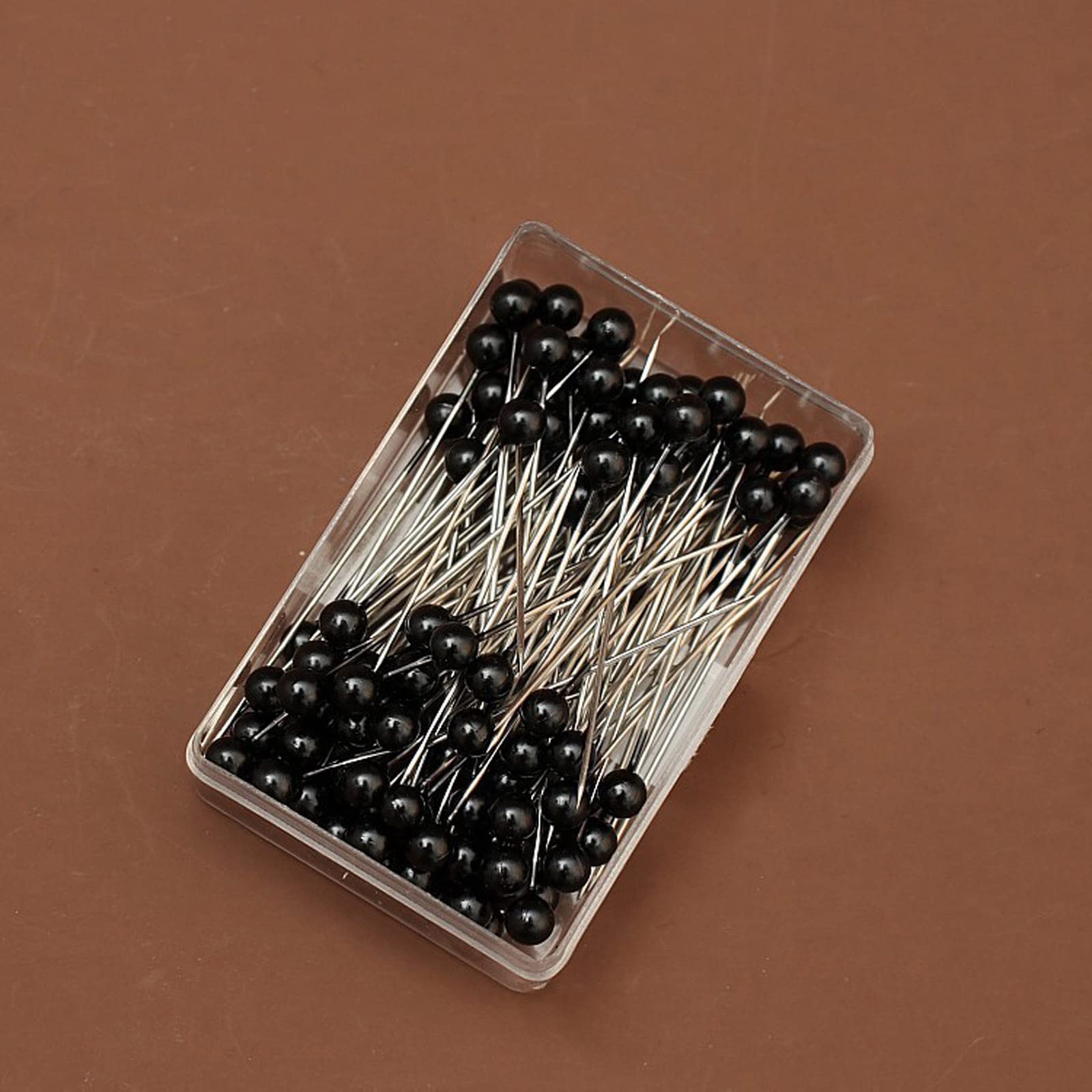 Soochat Black Sewing Pins, Straight Head Pins, Ball Glass Head Pins Straight Quilting Pins for Wedding Flowers Buttonholes Corsages Floral Craft