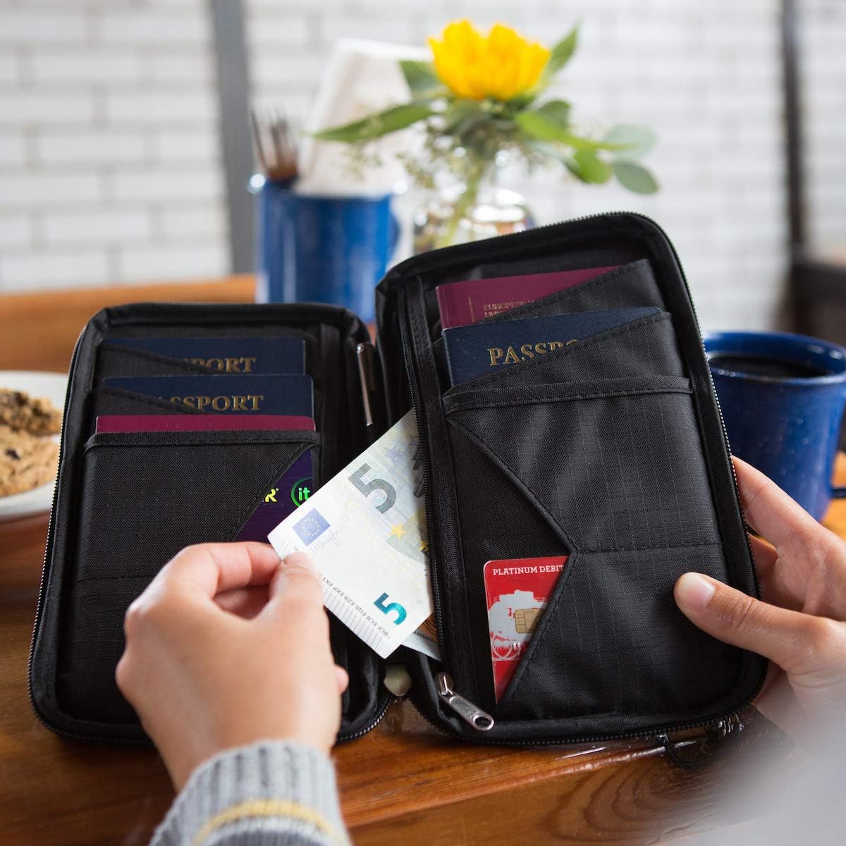 Travel Wallet & Family Passport Holder w/RFID Blocking- Document Organizer Case …: Clothing